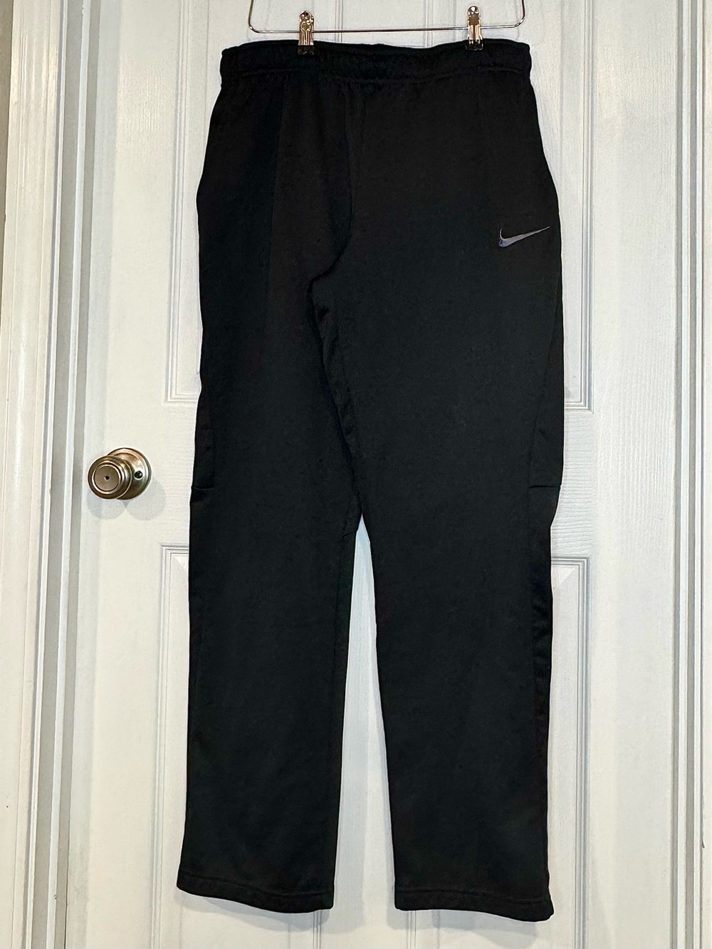 Nike Black Dri-FIT Athletic Pants with White Logo Waistband